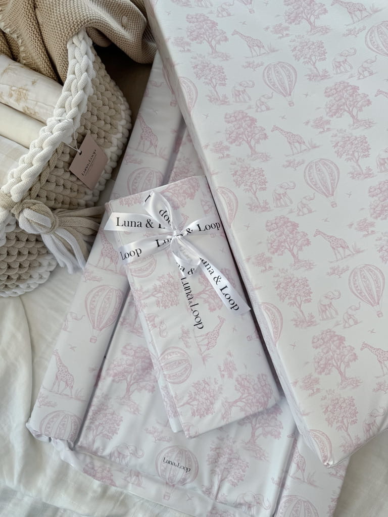 Anti-roll Wedge Changing Mat - Pink Toile