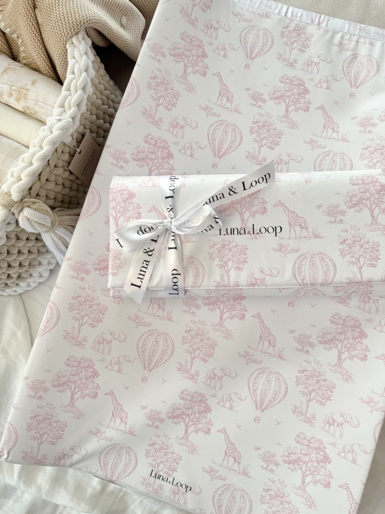 Anti-roll Wedge Changing Mat - Pink Toile