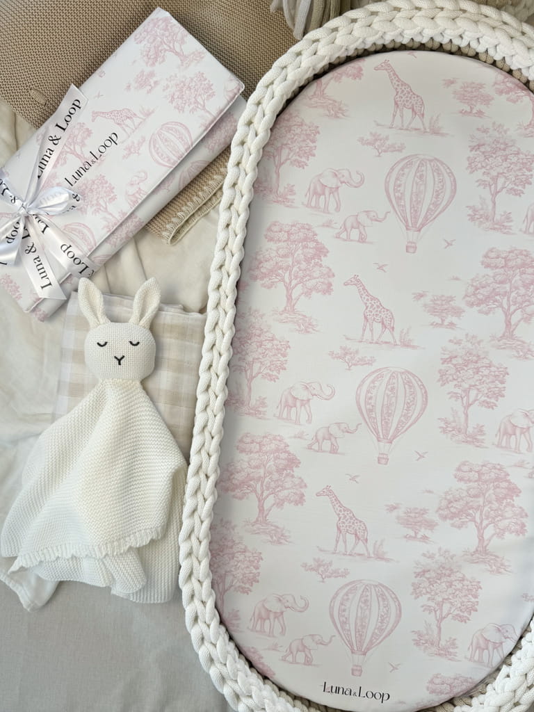 Waterproof Changing Basket Liner - Pink Toile