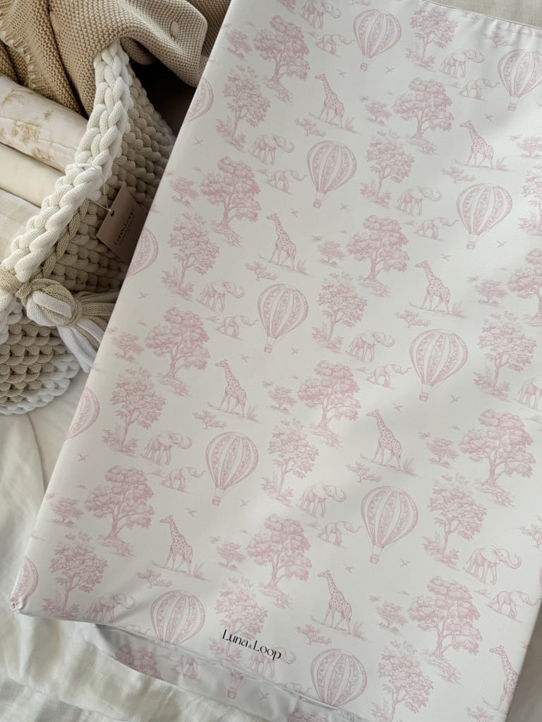 Anti-roll Wedge Changing Mat - Pink Toile