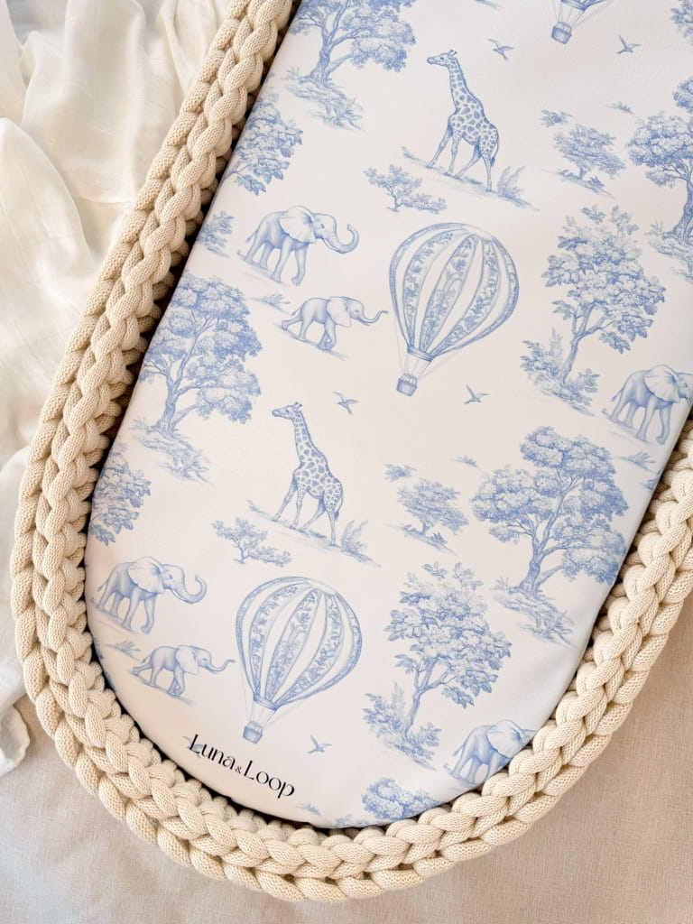 Waterproof Changing Basket Liner - Blue Toile