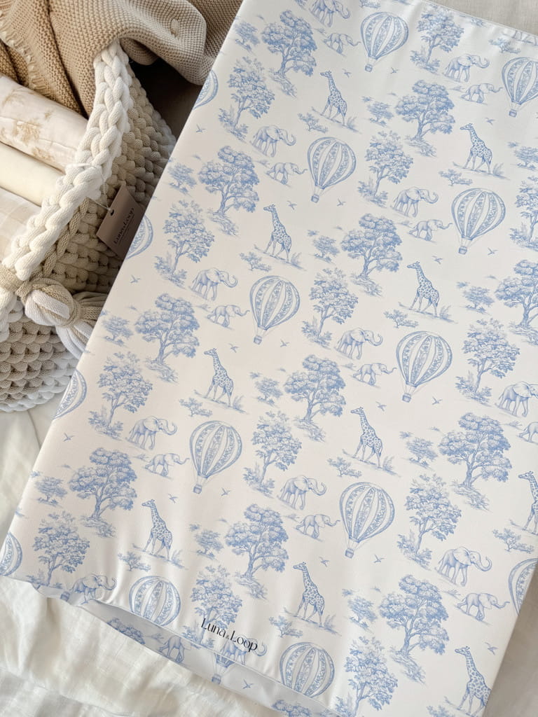 Anti-roll Wedge Changing Mat - Blue Toile