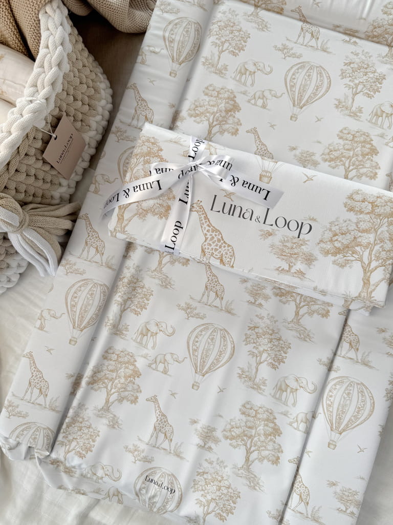 Baby Changing Mat - Beige Toile