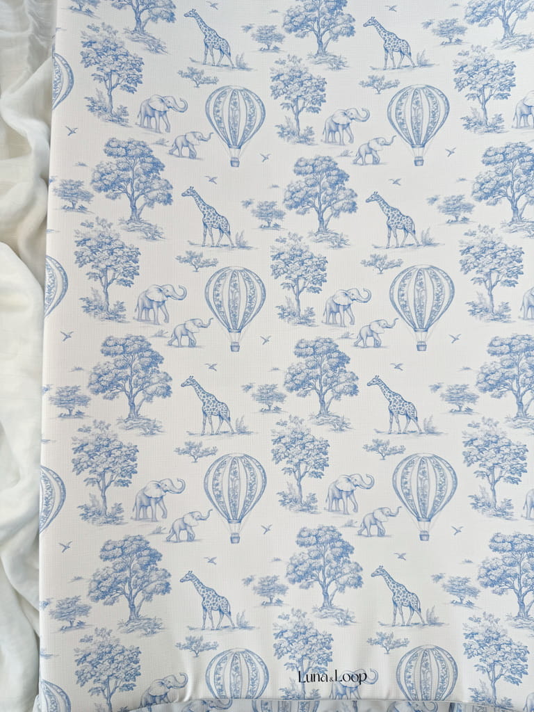 Anti-roll Wedge Changing Mat - Blue Toile