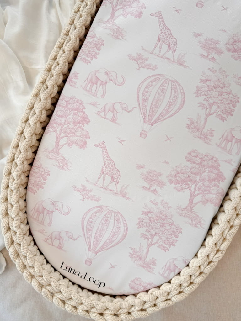 Waterproof Changing Basket Liner - Pink Toile