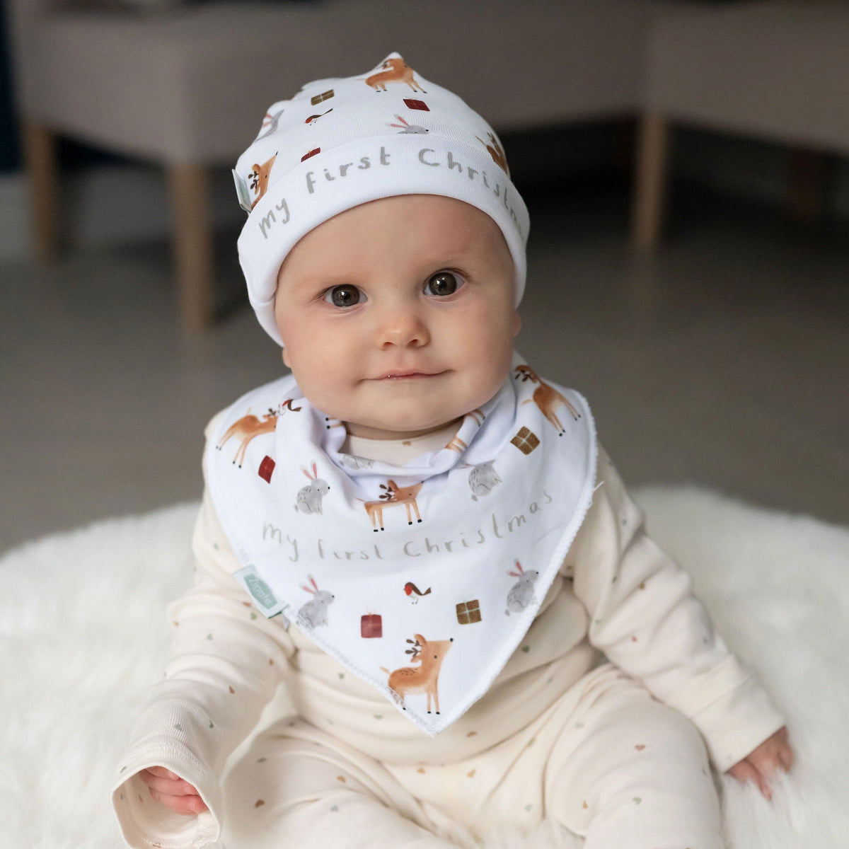 My First Christmas Winter Animals Bib