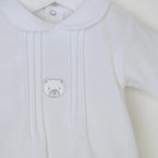 Pex Bear Sleepsuit White - Soft Cotton Velour Baby Sleepsuit