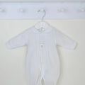 Pex Bear Sleepsuit White - Soft Cotton Velour Baby Sleepsuit