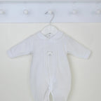 Pex Bear Sleepsuit White - Soft Cotton Velour Baby Sleepsuit