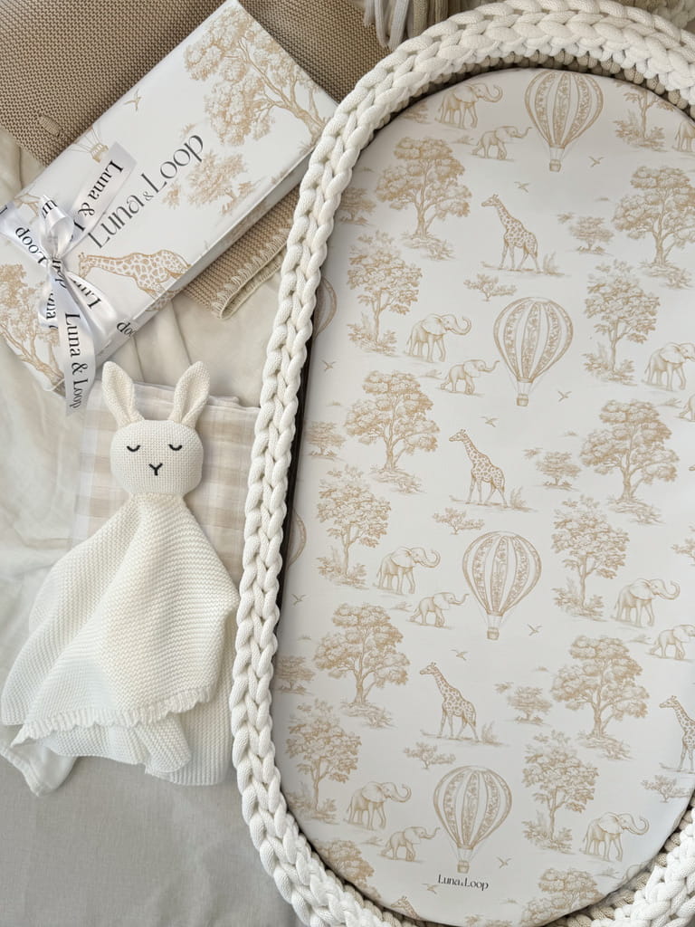 Beige Toile Changing Basket Liner 2