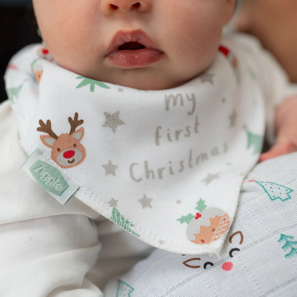 My First Christmas White Cotton Bib