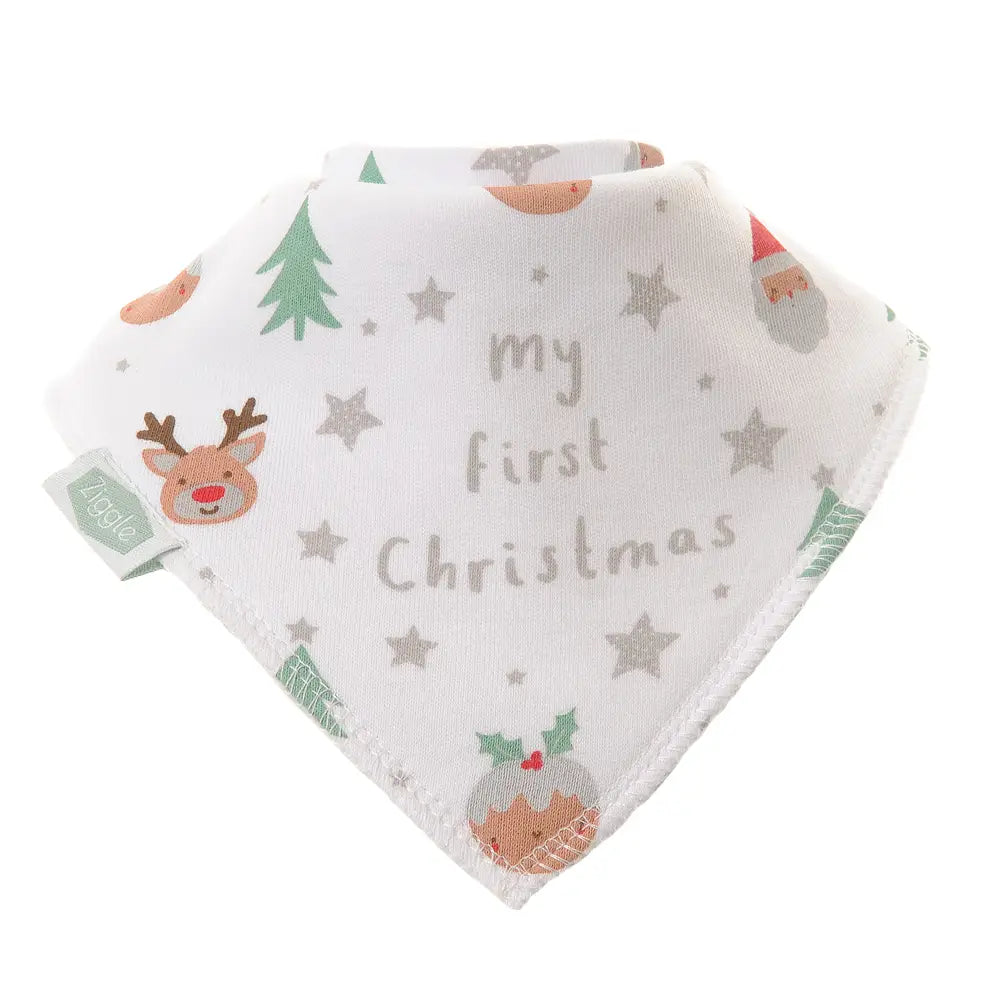 My First Christmas White Cotton Bib