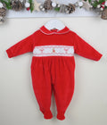 Pex Red Velour Christmas Sleepsuit