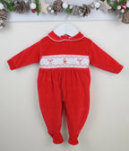 Pex Red Velour Christmas Sleepsuit