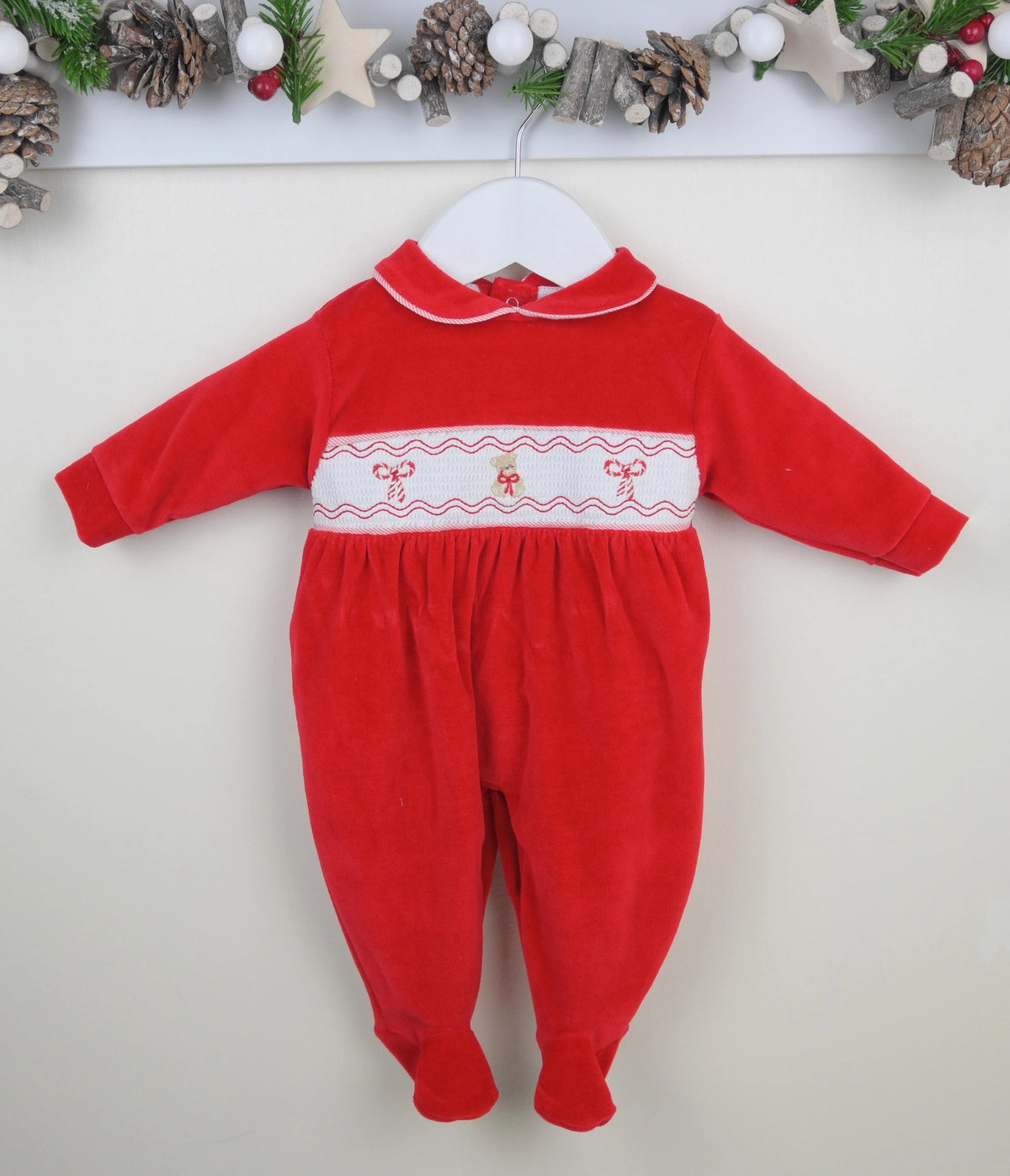 Pex Red Velour Christmas Sleepsuit