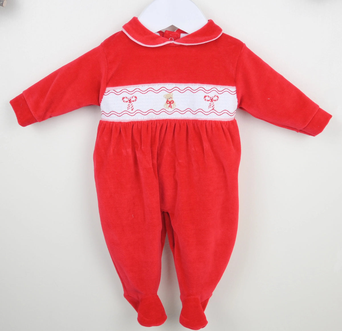 Pex Red Velour Christmas Sleepsuit