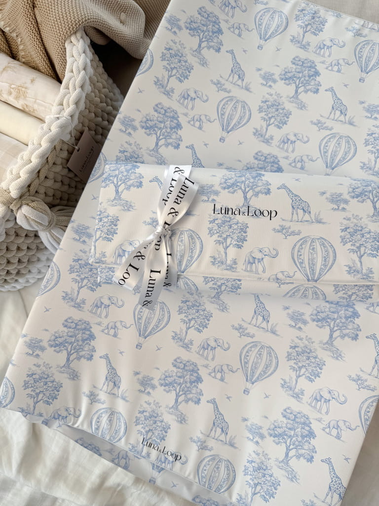 Anti-roll Wedge Changing Mat - Blue Toile