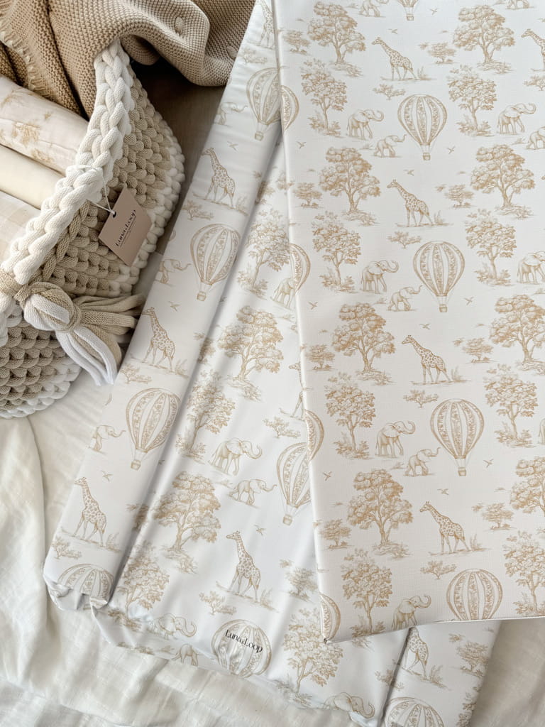 Baby Changing Mat - Beige Toile
