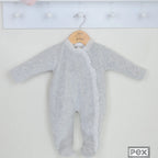 Pex Grey Lace Baby Sleepsuit - Soft Velour | Luna and Loop