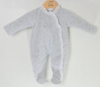 Pex Grey Lace Baby Sleepsuit - Soft Velour | Luna and Loop