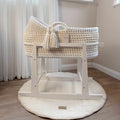 Hooded Crochet Moses Basket - Golden Natural & White