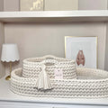 Crochet Baby Changing Basket Bundle in Beige & Vanilla
