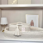 Crochet Baby Changing Basket Bundle in Beige & Vanilla