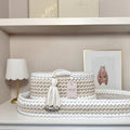 Crochet Baby Changing Basket Bundle in Beige & White