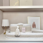 Crochet Baby Changing Basket Bundle in Beige & White