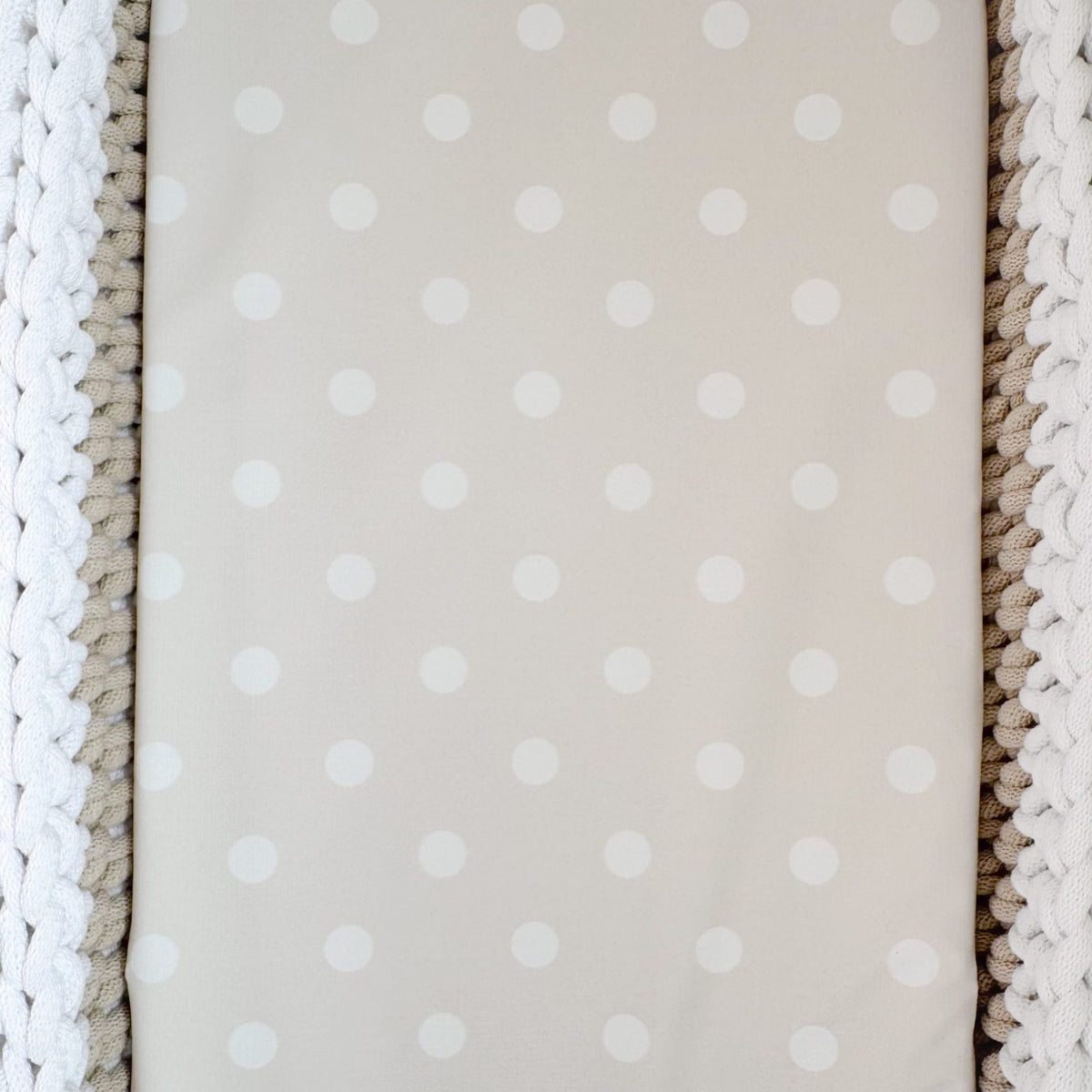 Crochet Baby Changing Basket Bundle in Beige & White