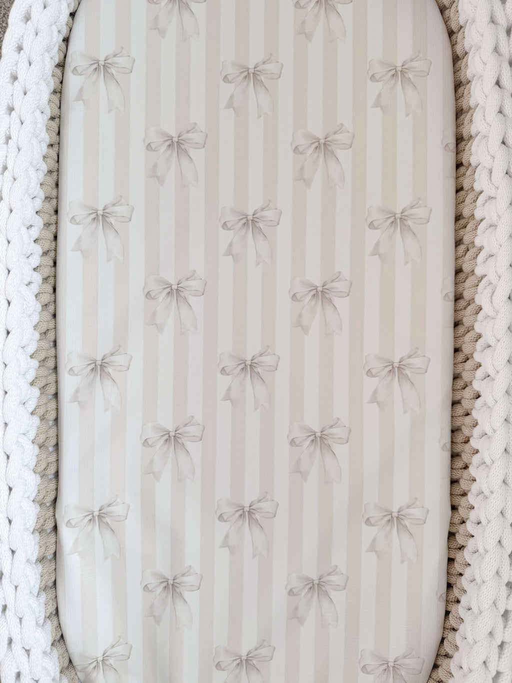 Crochet Baby Changing Basket Bundle in Beige & Vanilla