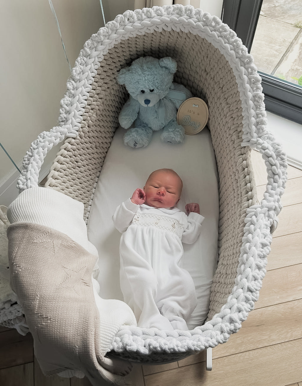 Hooded Crochet Moses Basket