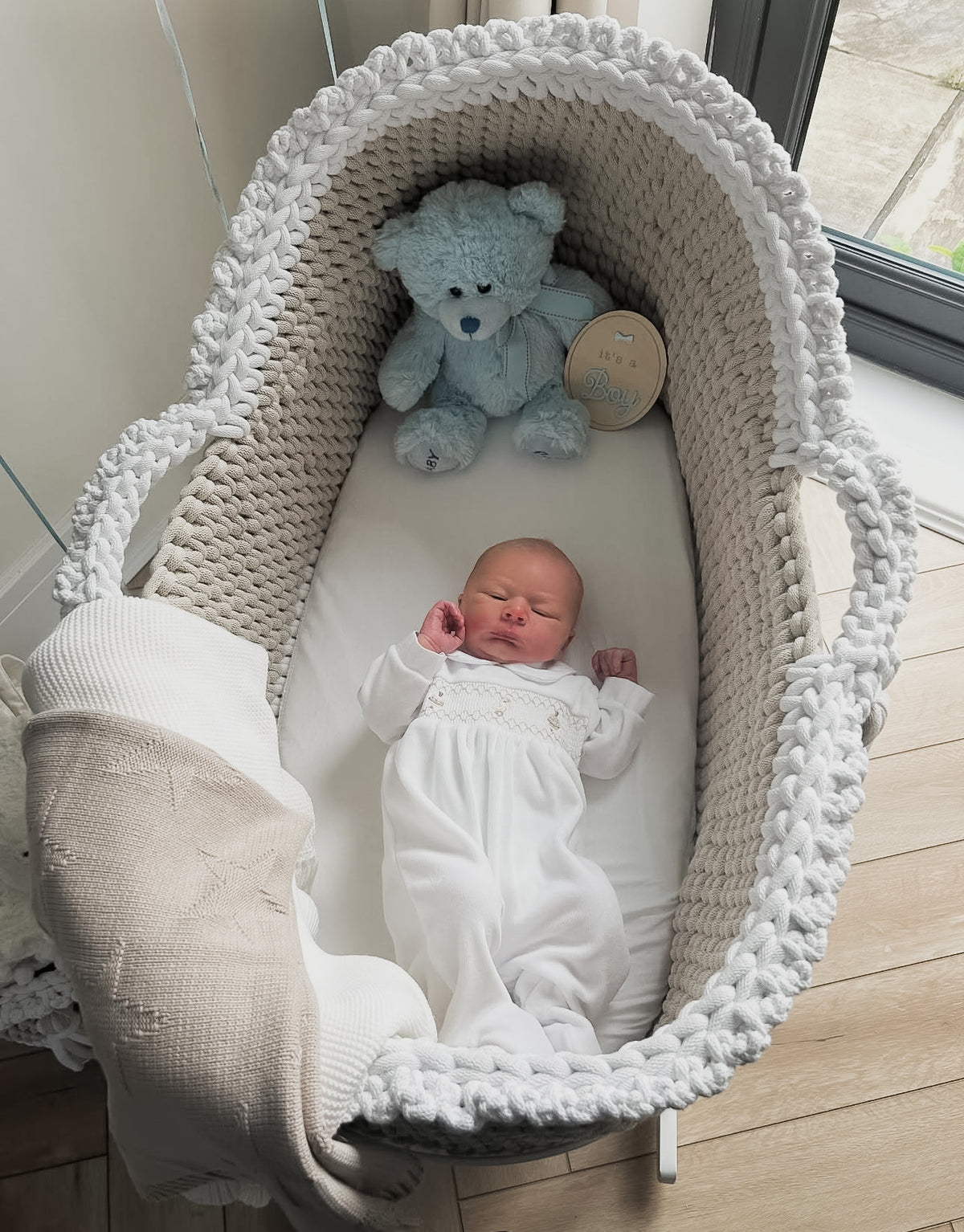 Hooded Crochet Moses Basket