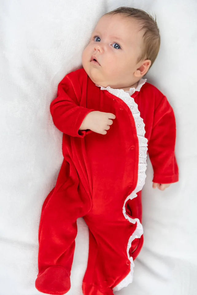 Pex Lace Edge Sleepsuit Red