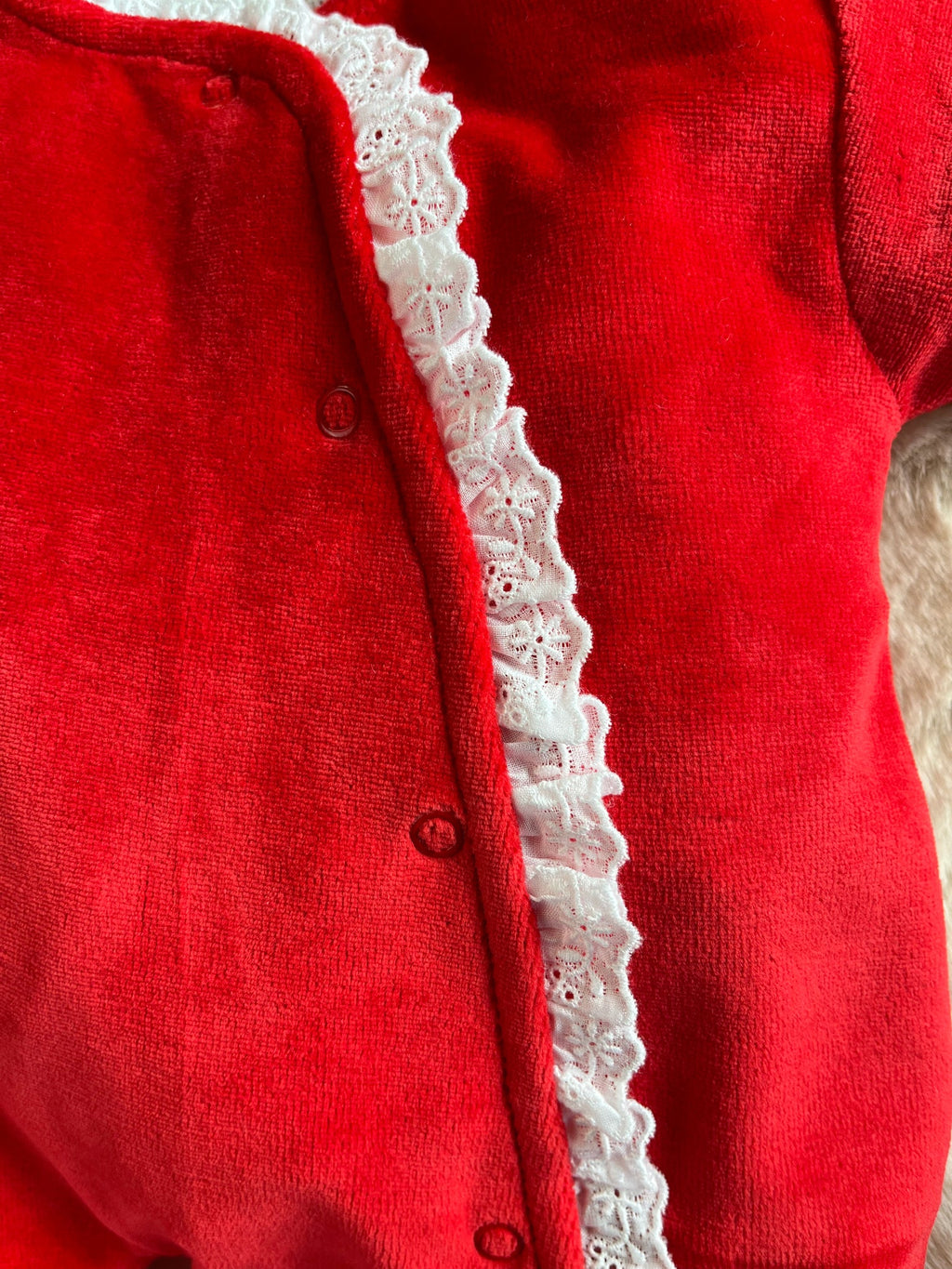 Pex Lace Edge Sleepsuit Red