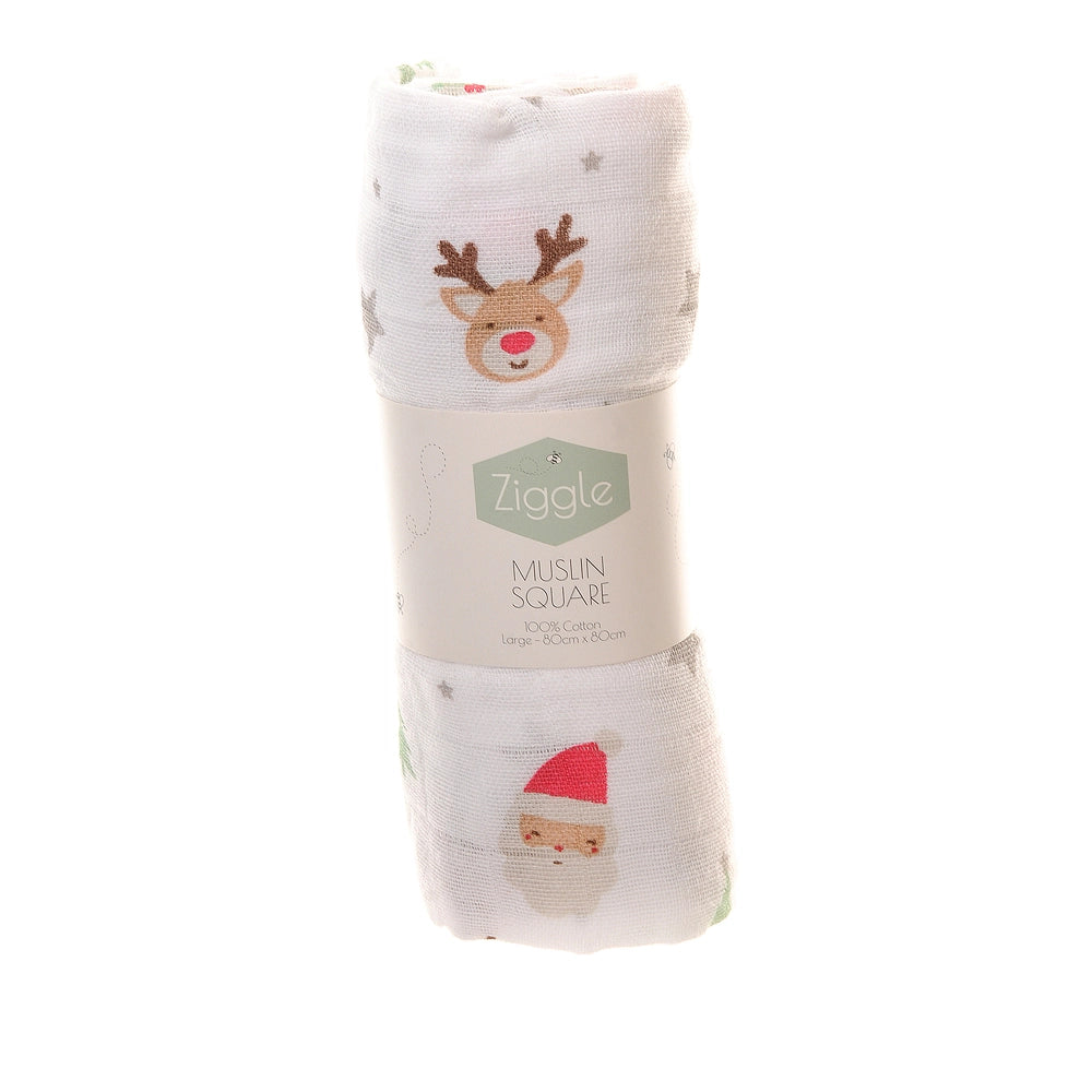 Christmas Cotton Muslin - Santa & Reindeers