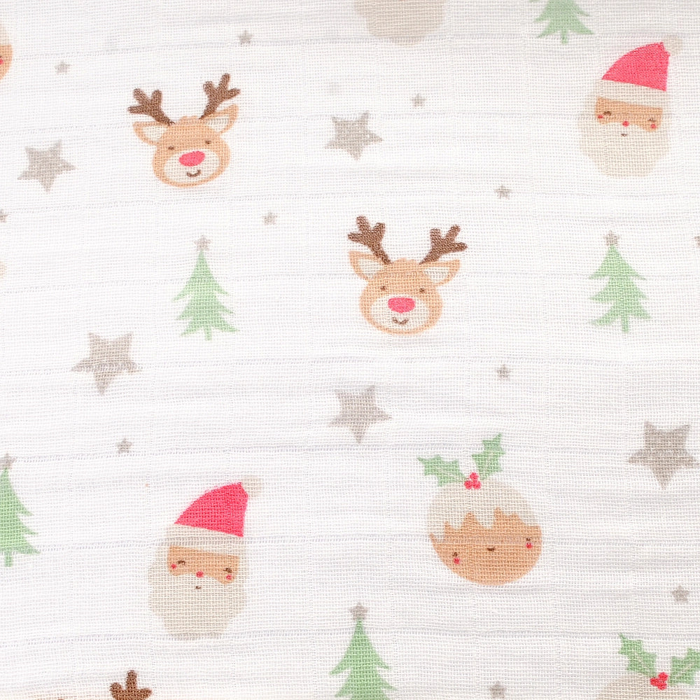 Christmas Cotton Muslin - Santa & Reindeers