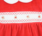Pex Teddy Smocked Christmas Sleepsuit Red