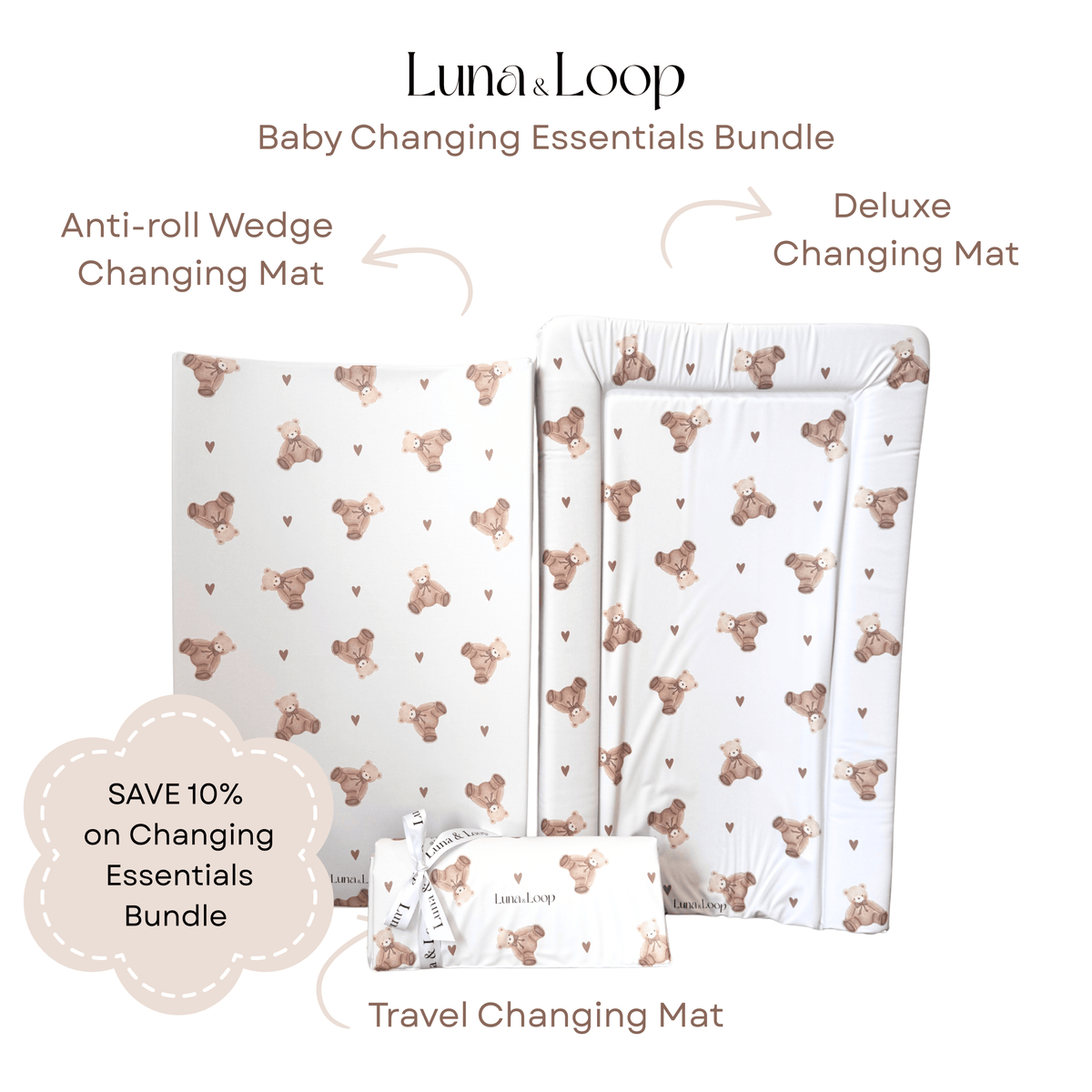 Baby Changing Essentials Bundle - Teddy Bears