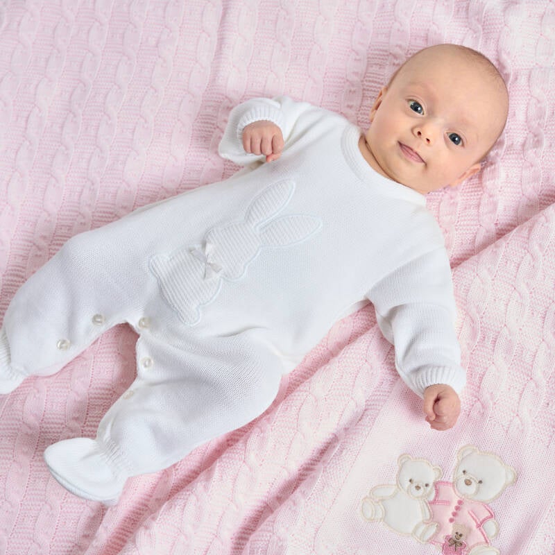 Dandelion Bunny Knitted Onesie - White