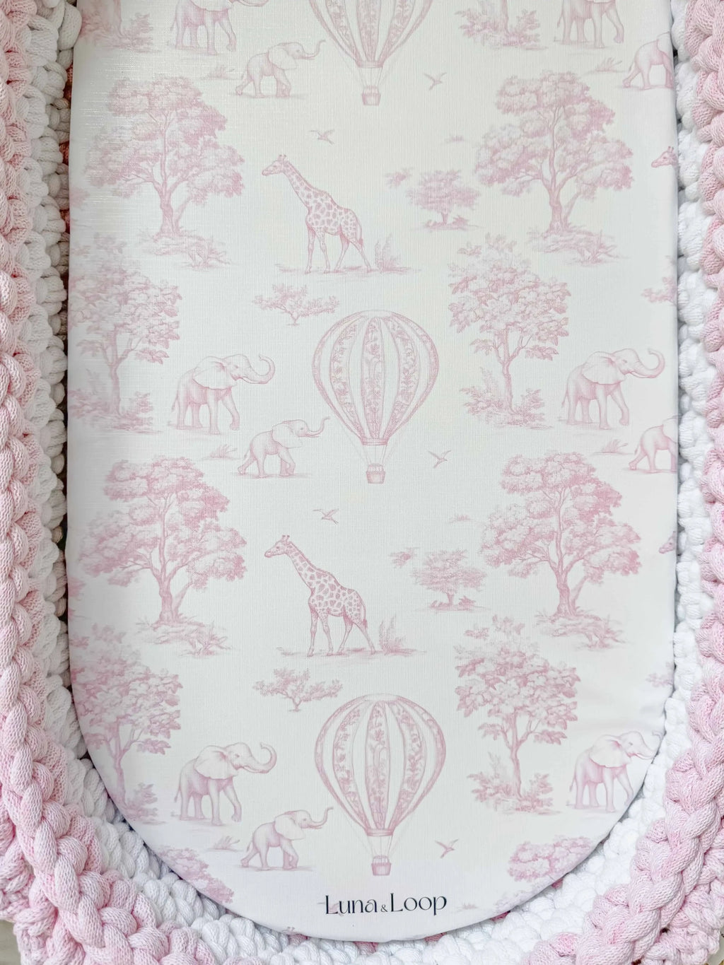 Waterproof Changing Basket Liner - Pink Toile
