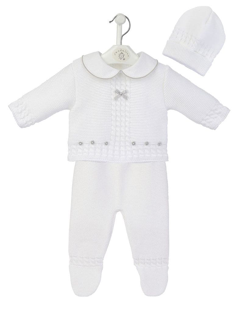Dandelion 3-Piece Knitted Set - White